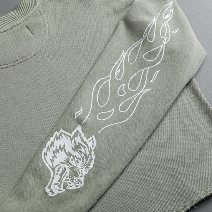 Eternal Flame Raglan (Cropped) Crewneck in Cactus Gray
