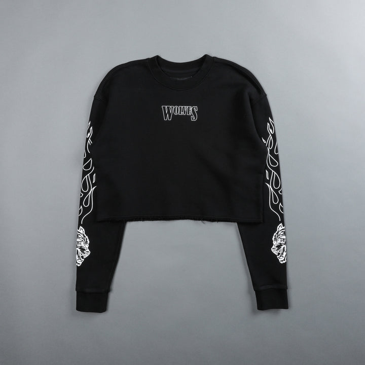 Eternal Flame Raglan (Cropped) Crewneck in Black