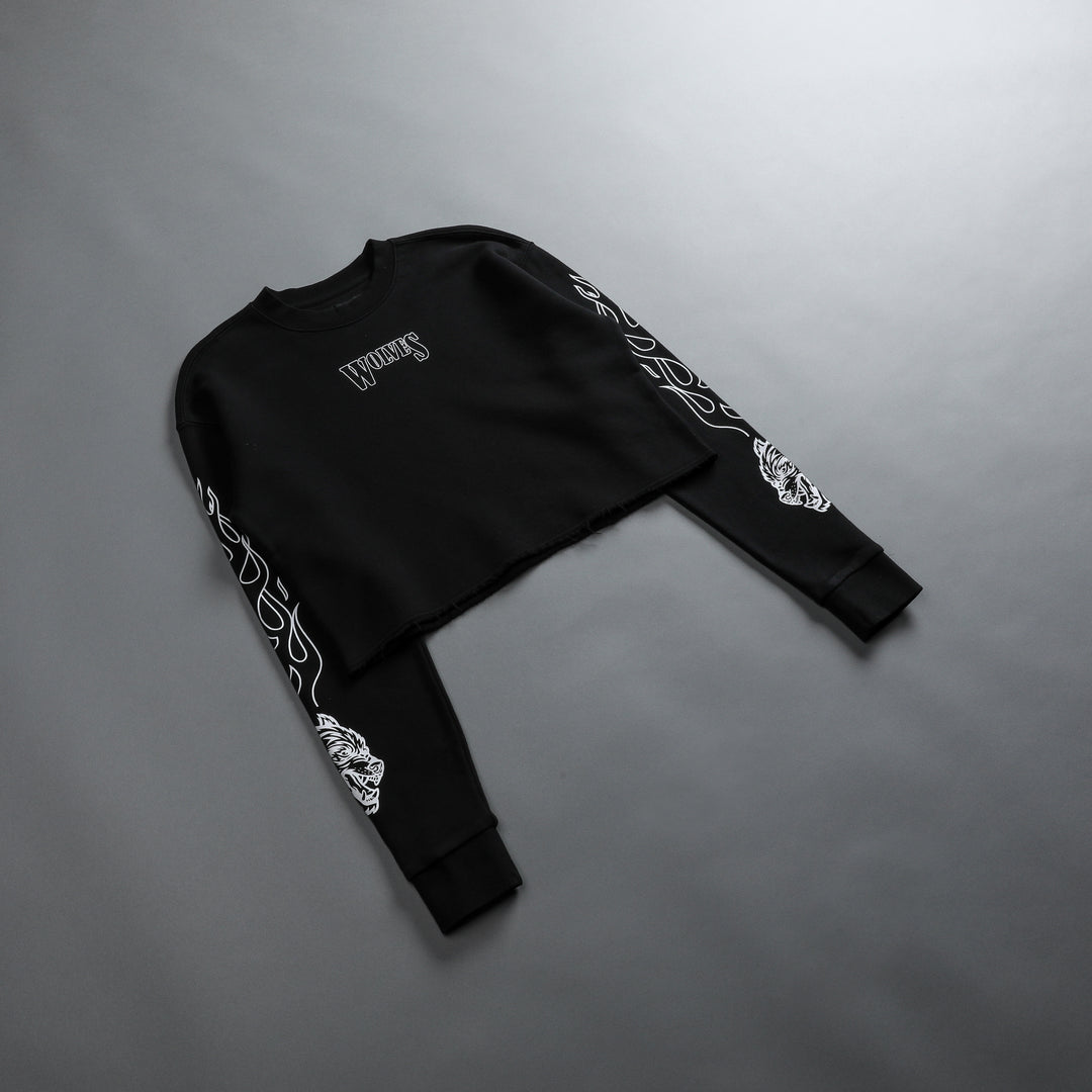 Eternal Flame Raglan (Cropped) Crewneck in Black
