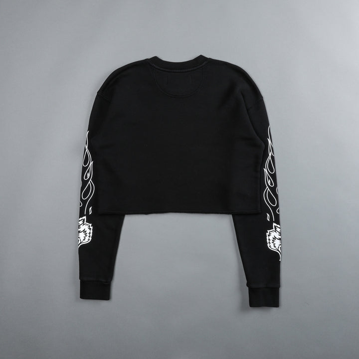 Eternal Flame Raglan (Cropped) Crewneck in Black