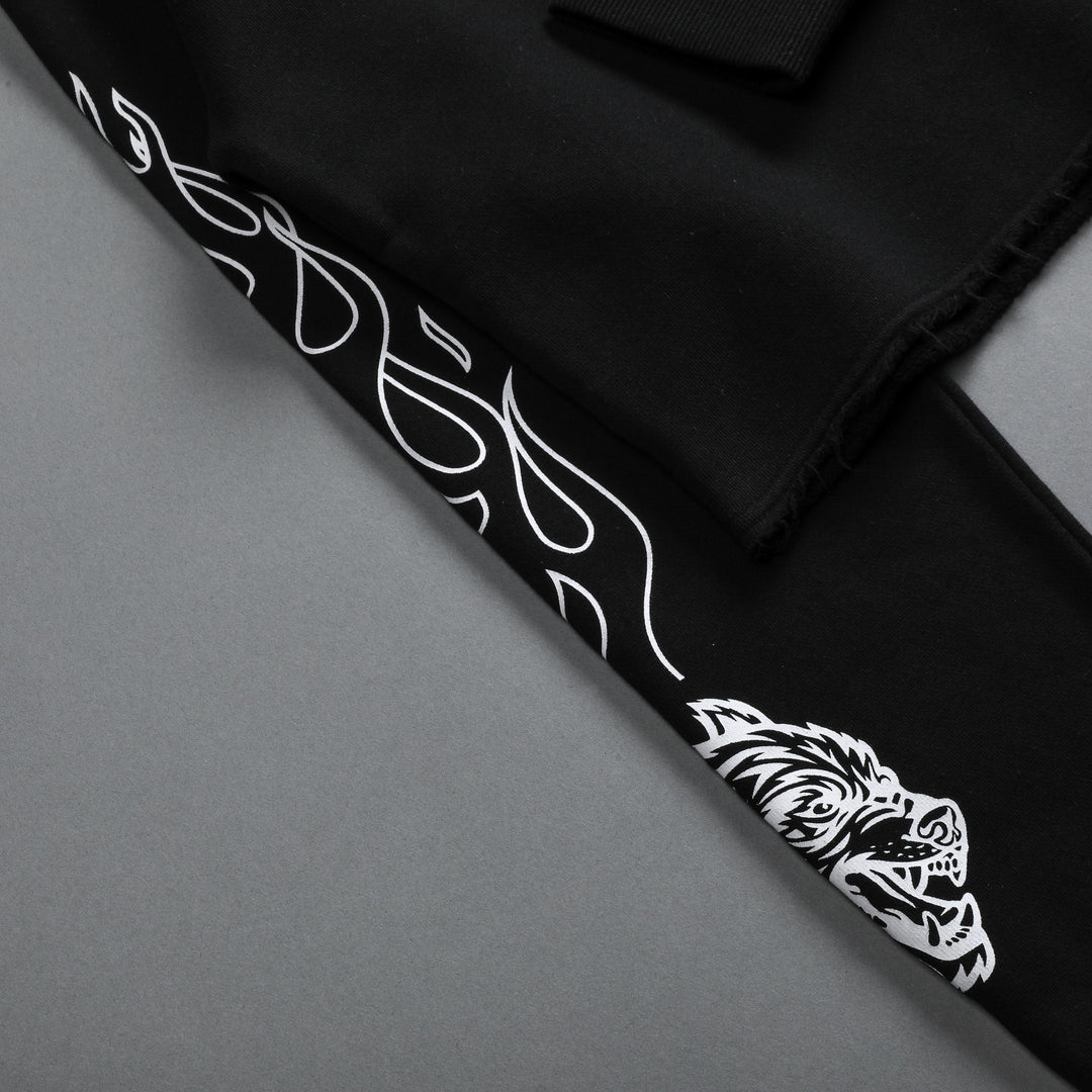 Eternal Flame Raglan (Cropped) Crewneck in Black