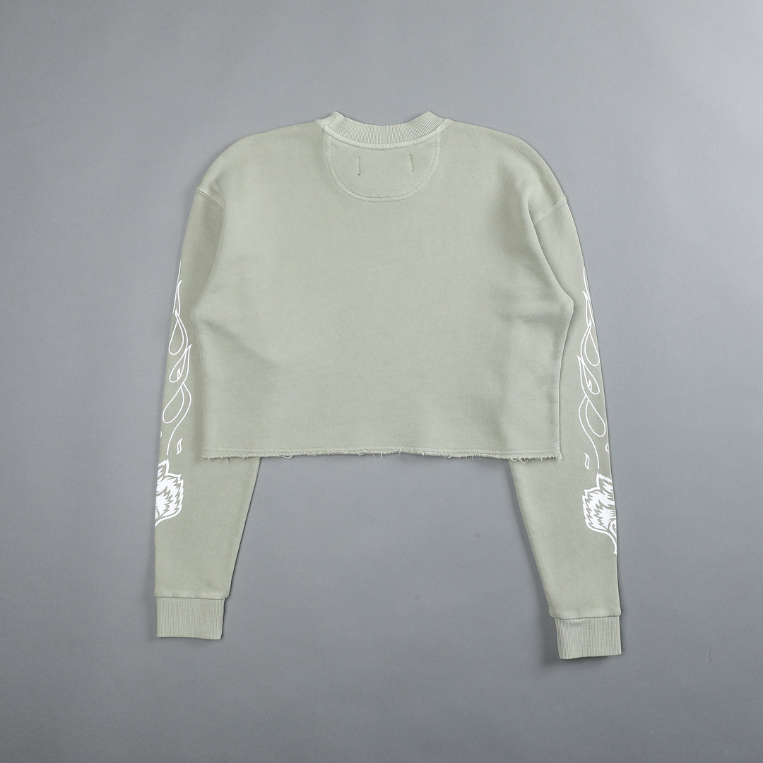 Eternal Flame Raglan (Cropped) Crewneck in Cactus Gray