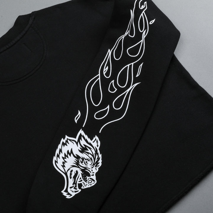 Eternal Flame Raglan (Cropped) Crewneck in Black