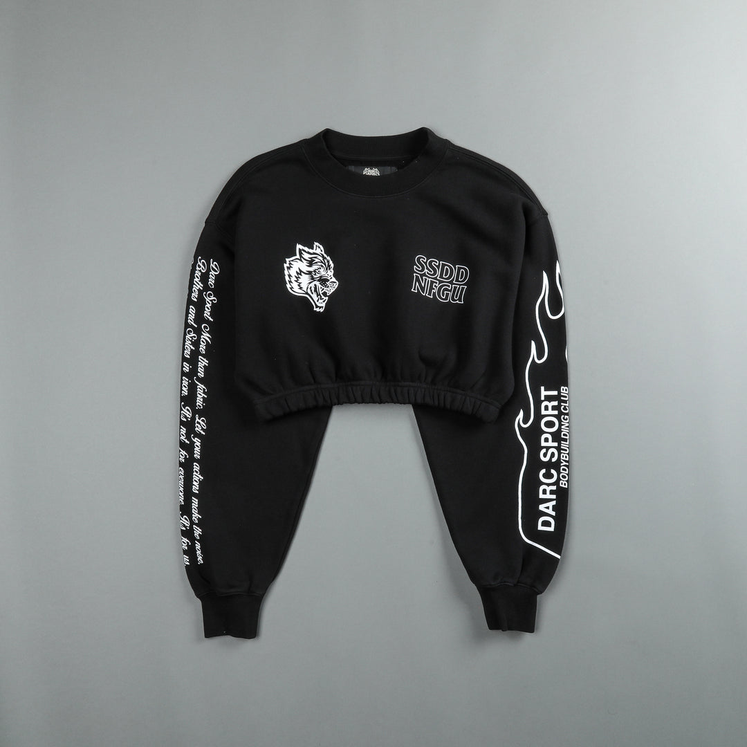 Move Fast "Gwen" (Cropped) Crewneck in Black
