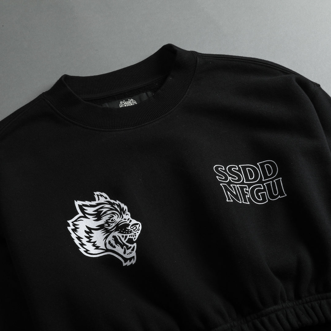 Move Fast "Gwen" (Cropped) Crewneck in Black