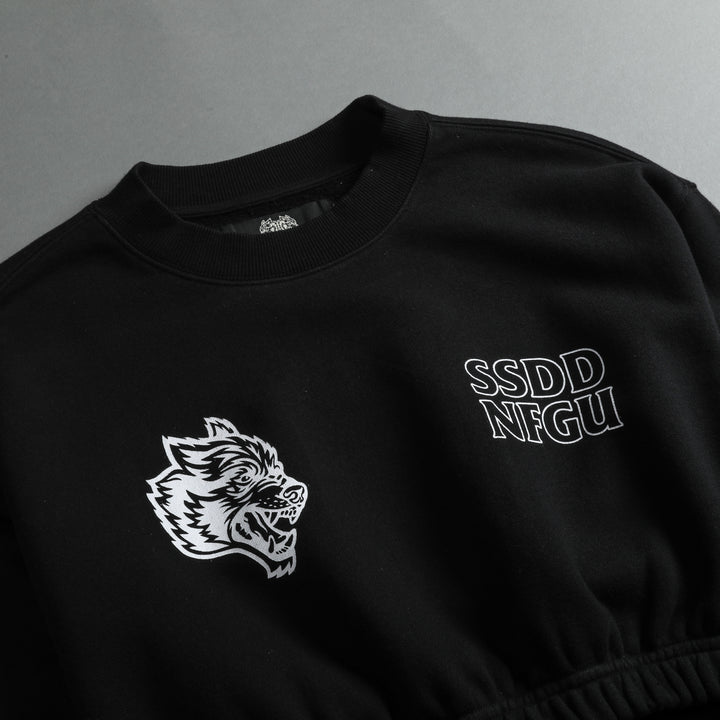 Move Fast "Gwen" (Cropped) Crewneck in Black