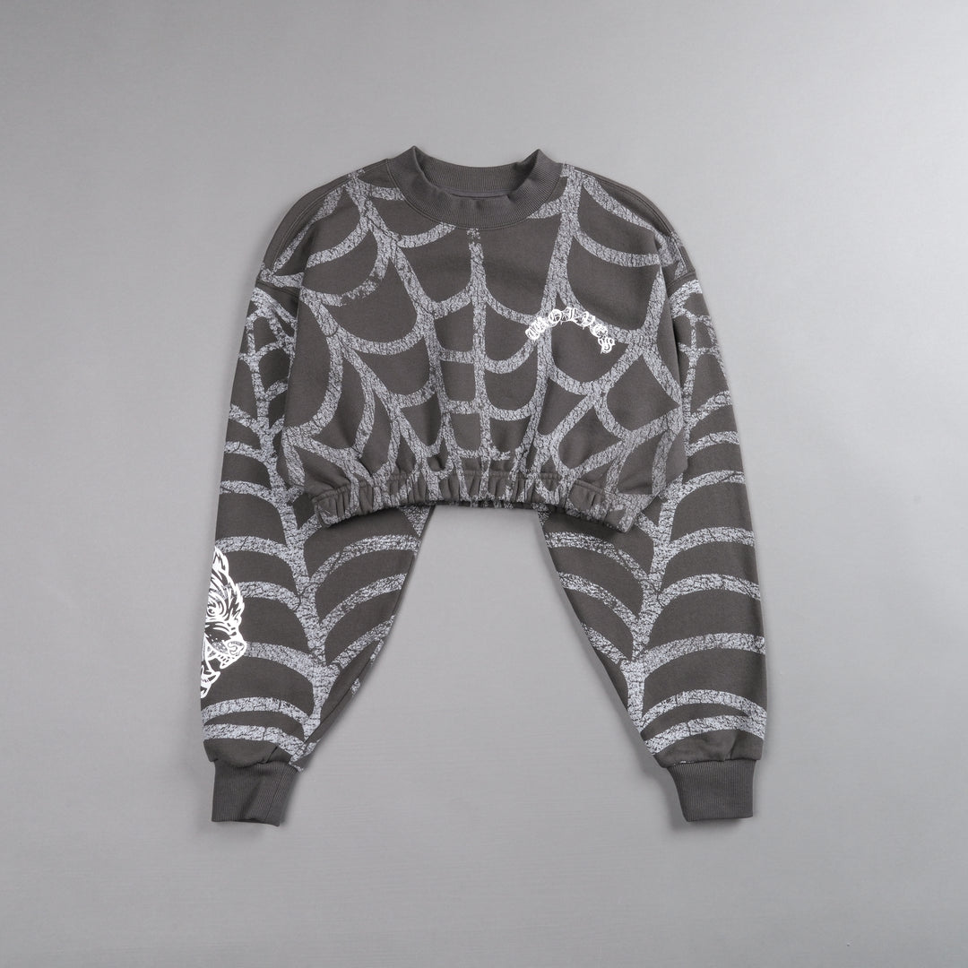 Symbiote Web "Gwen" (Cropped) Crewneck in Wolf Gray