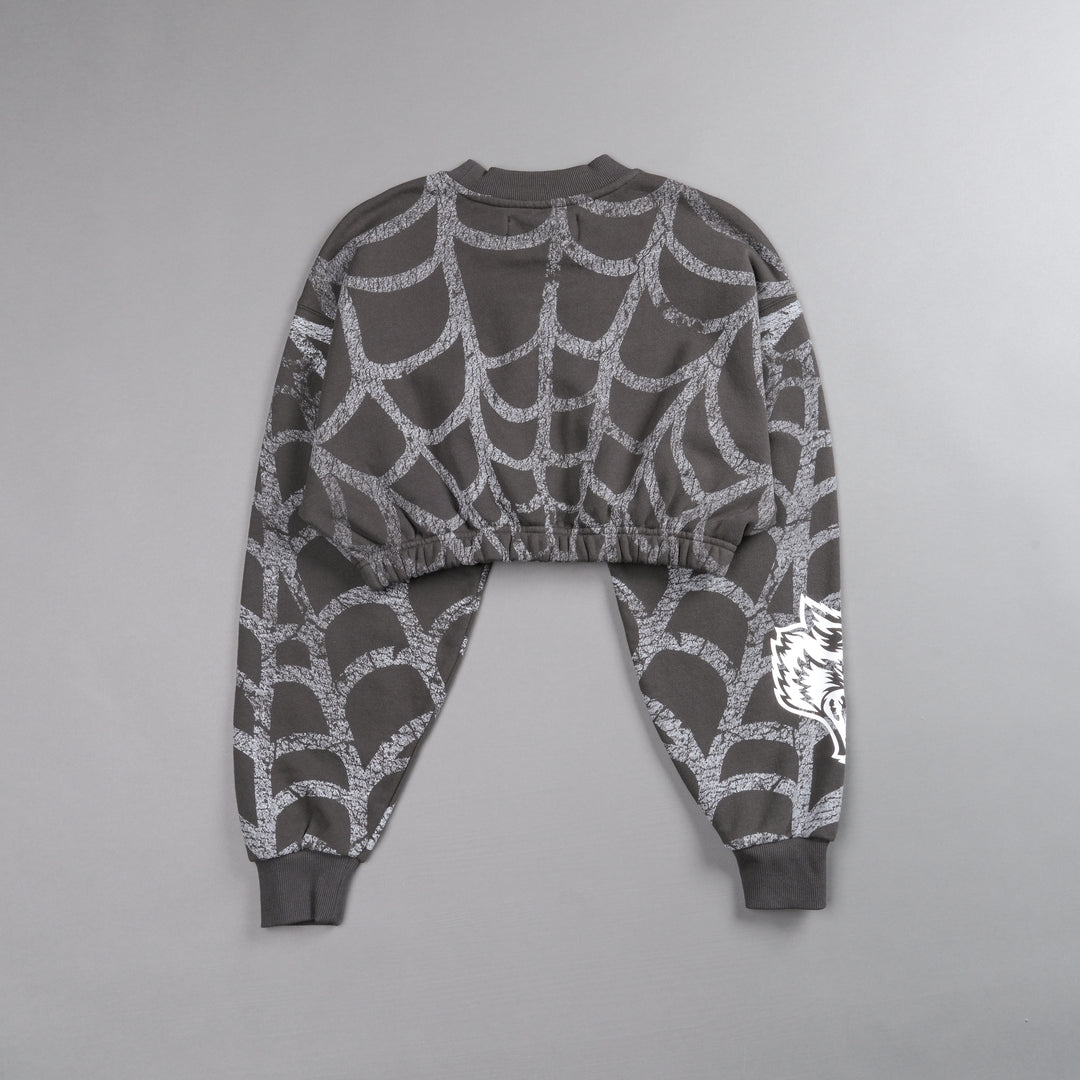 Symbiote Web "Gwen" (Cropped) Crewneck in Wolf Gray