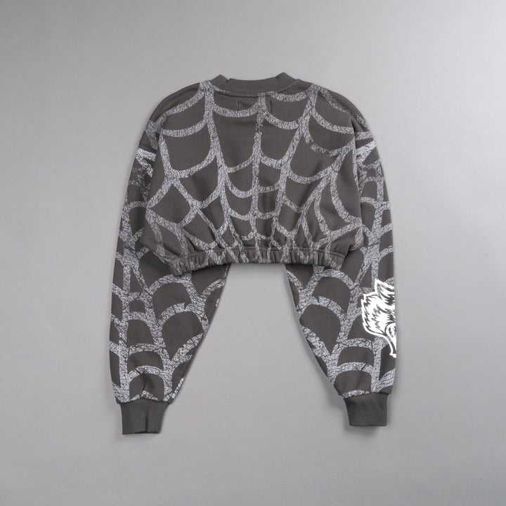 Symbiote Web "Gwen" (Cropped) Crewneck in Wolf Gray