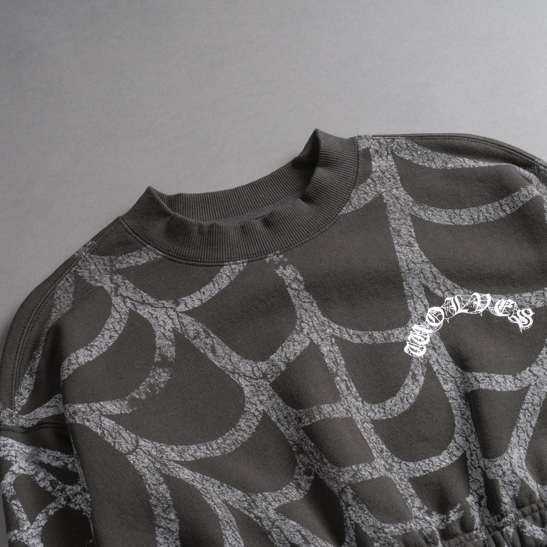 Symbiote Web "Gwen" (Cropped) Crewneck in Wolf Gray