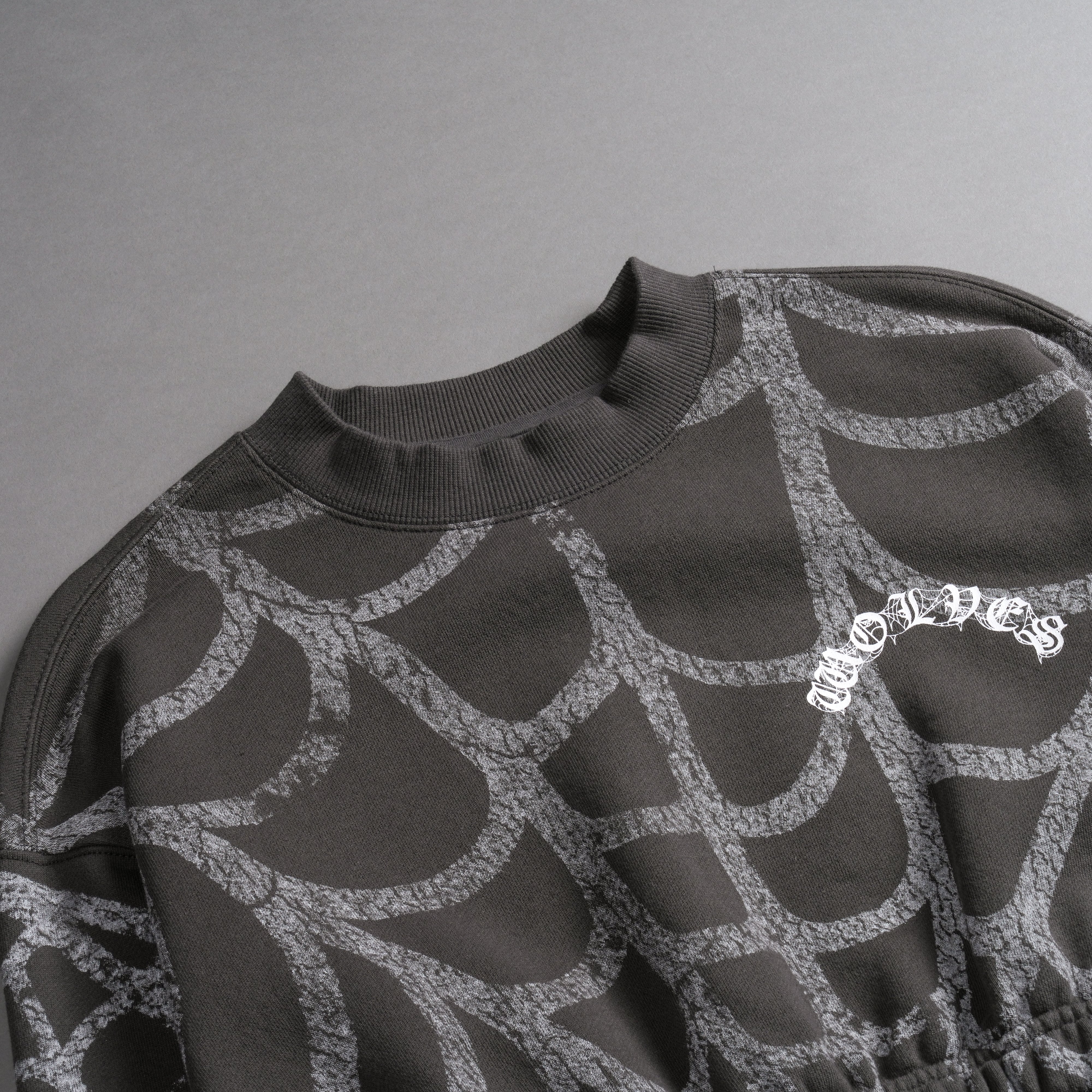 Symbiote Web "Gwen" (Cropped) Crewneck in Wolf Gray