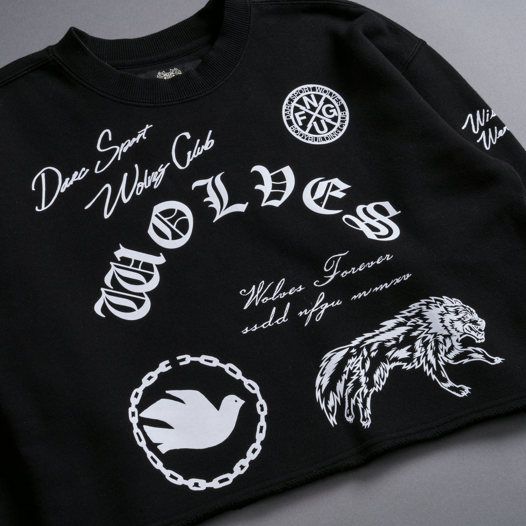 Break The Cycle (Cropped) Crewneck in Black
