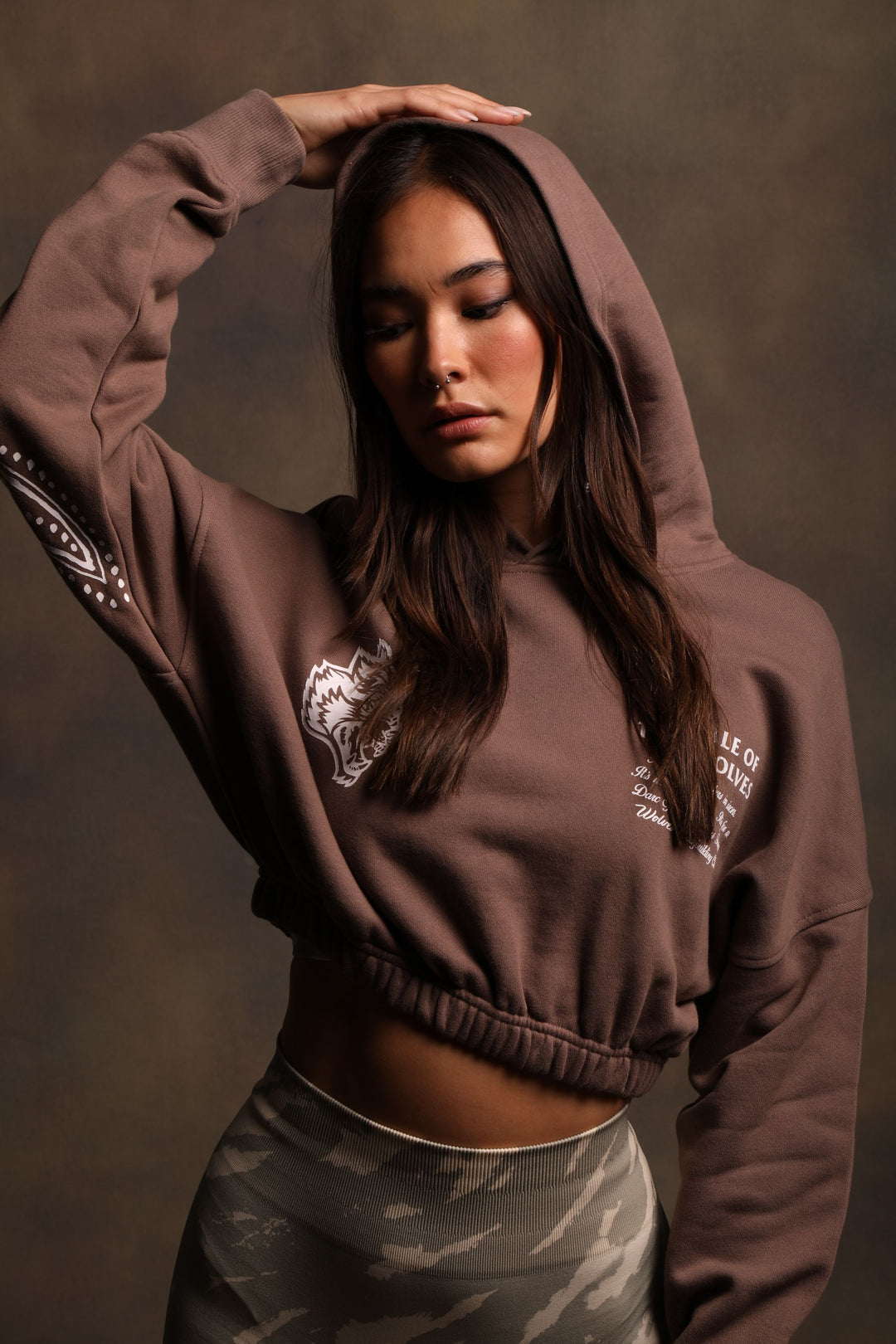 Southwest Paisley "McCauley" (Cropped) Hoodie in Mojave Brown