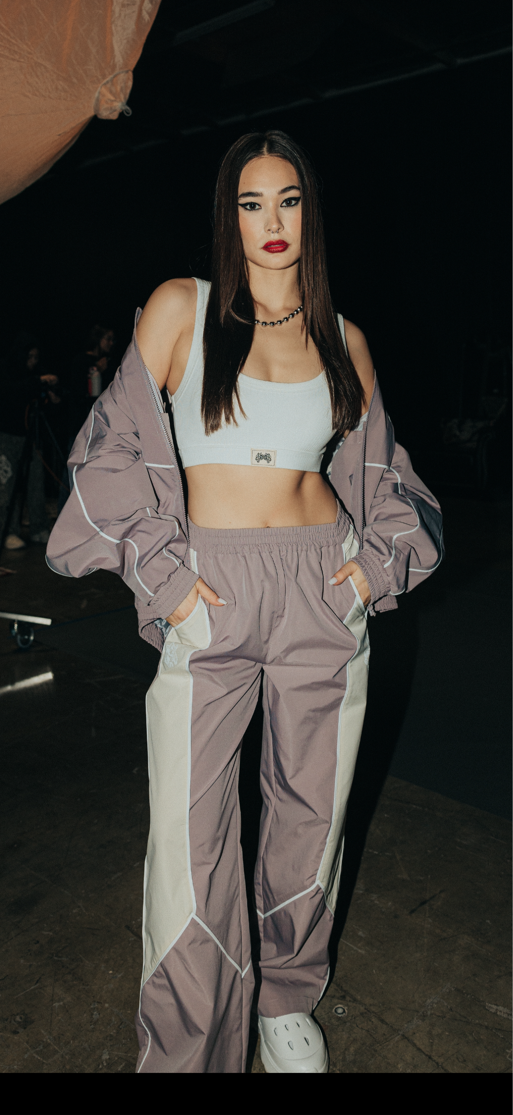 Dual Wolf Quinn Track Pants in Light Mauve/Sand