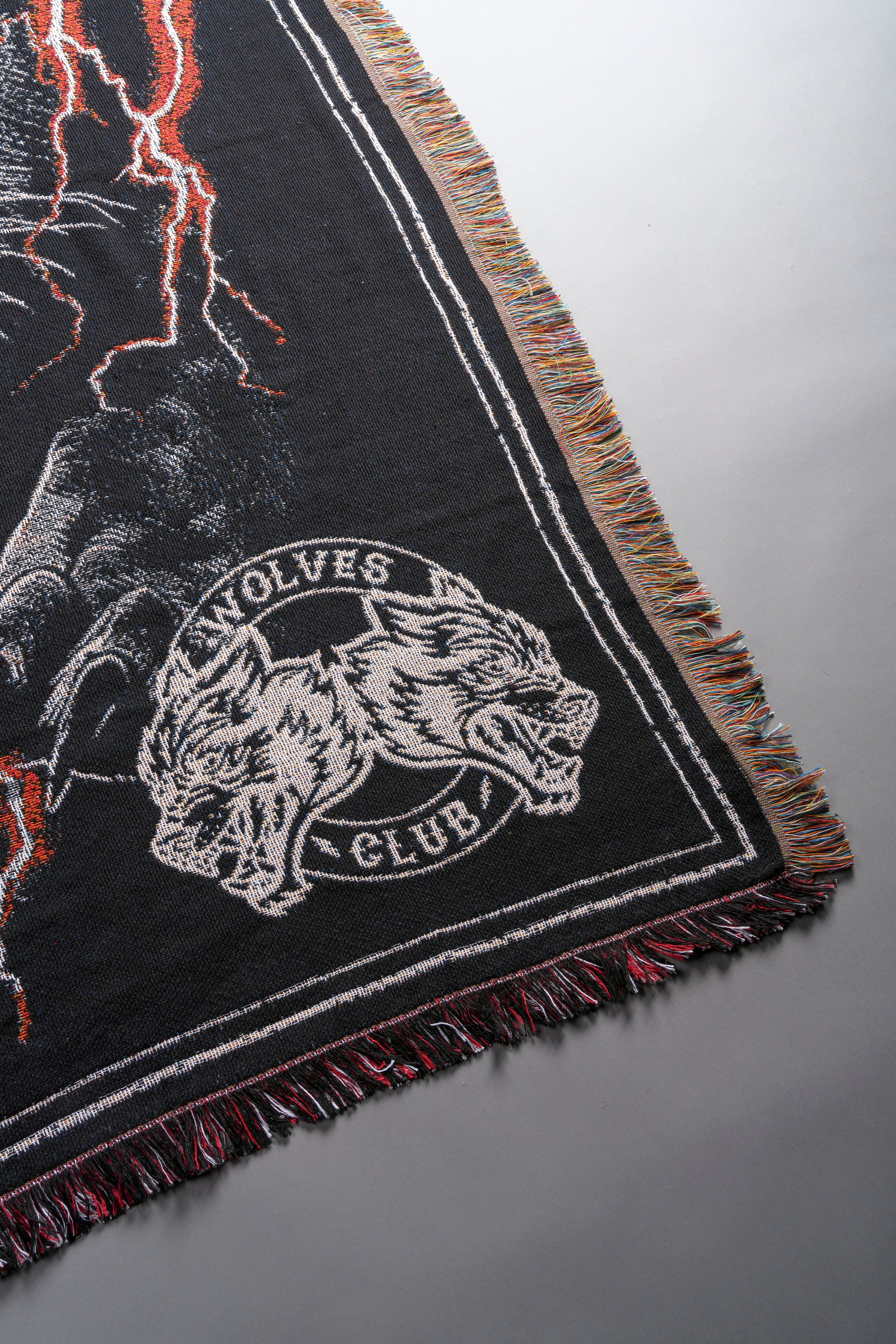 Trust Your Instinct Tapestry Blanket in Black