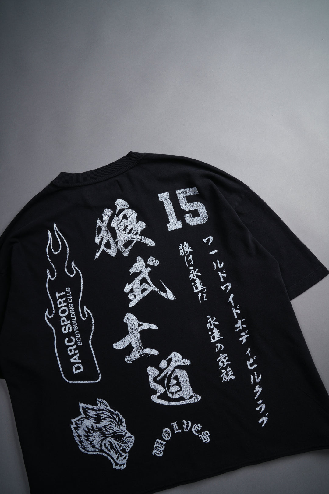 Bushido Wolves Raw Hem "Box Cut" Tee in Black