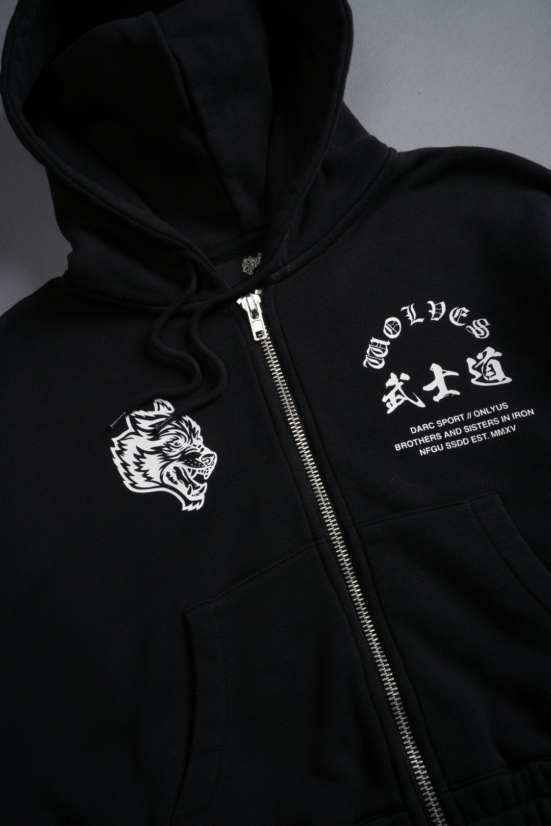 Okami Wolf "Chambers" (Cropped) Zip Hoodie in Black