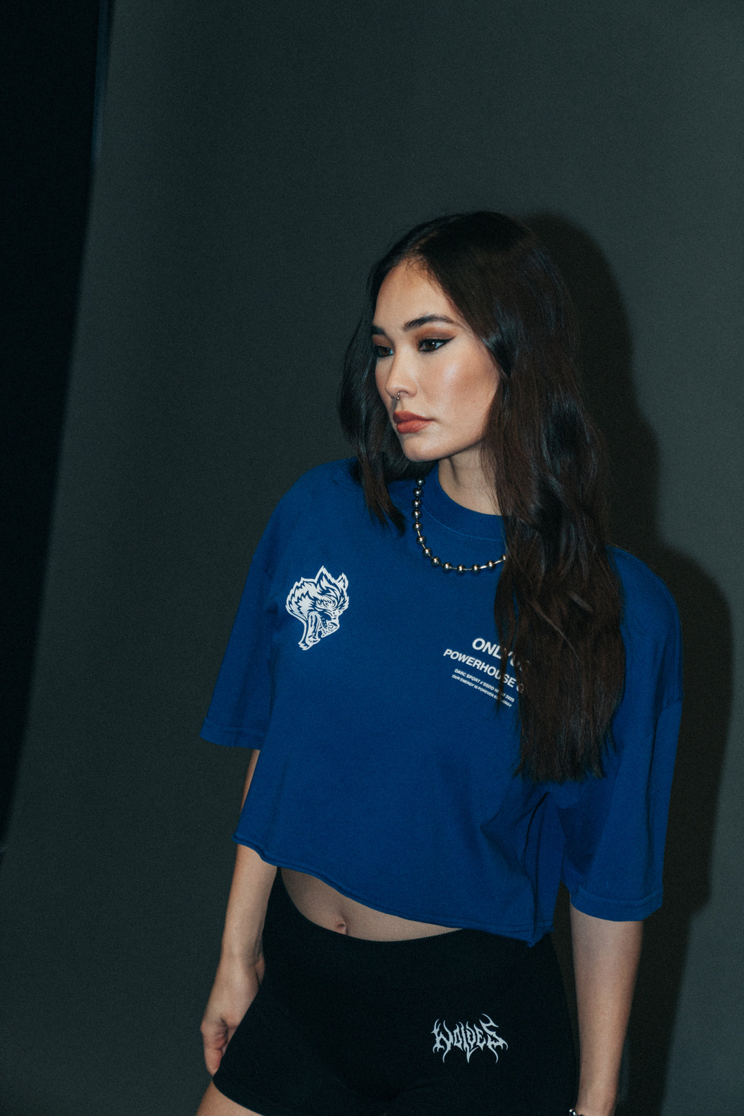 Only Us Gym "Premium" Oversized (Cropped) Tee in Darc Cobalt