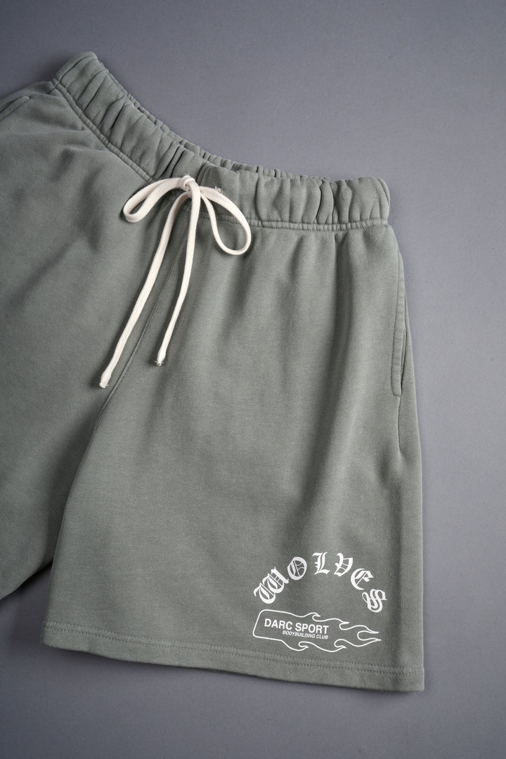 Okami Wolf Oversized Post Lounge Sweat Shorts in Owen Green