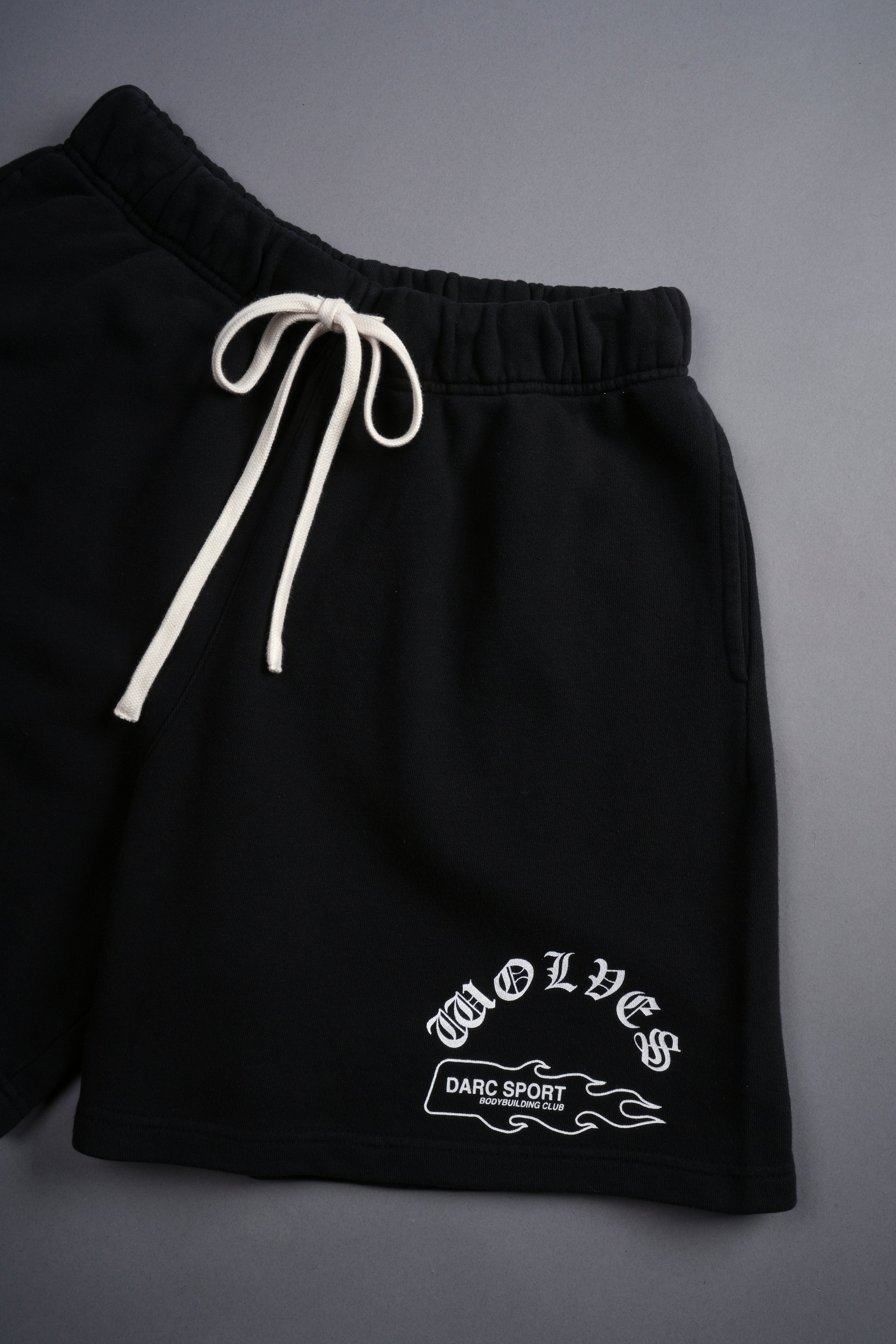 Okami Wolf Oversized Post Lounge Sweat Shorts in Black