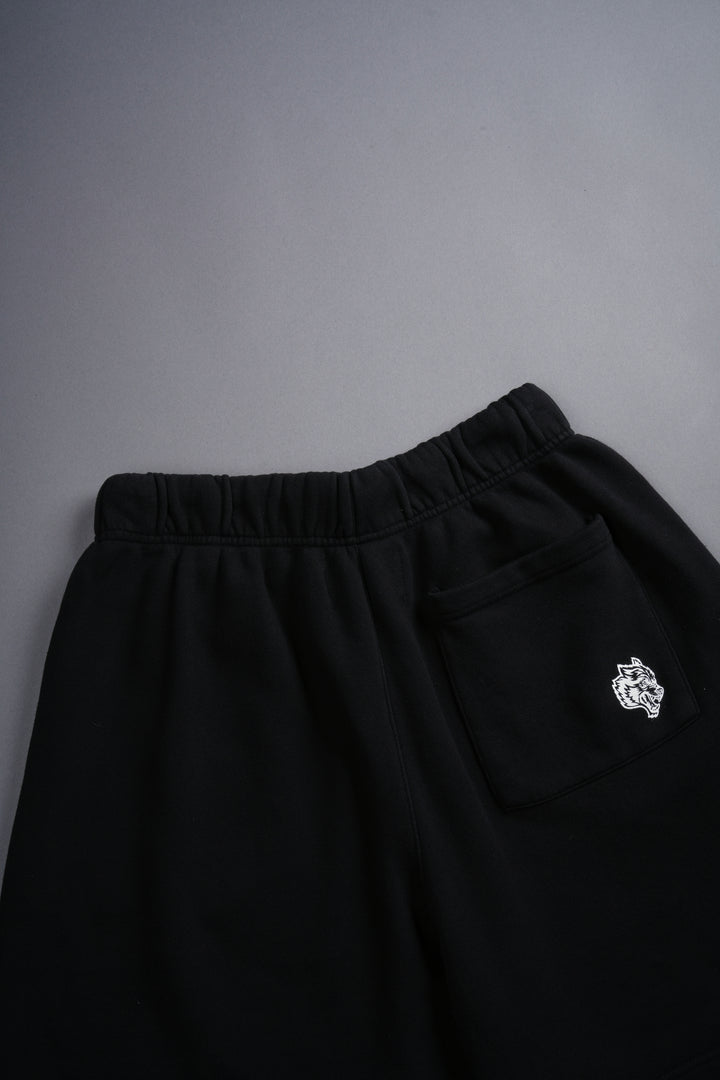 Okami Wolf Oversized Post Lounge Sweat Shorts in Black