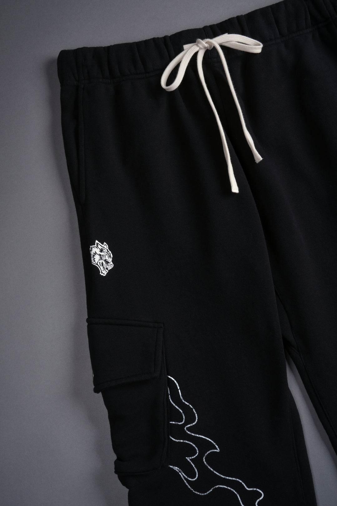 Through The Fire Bigelow Cargo Sweat Pants in Black/White