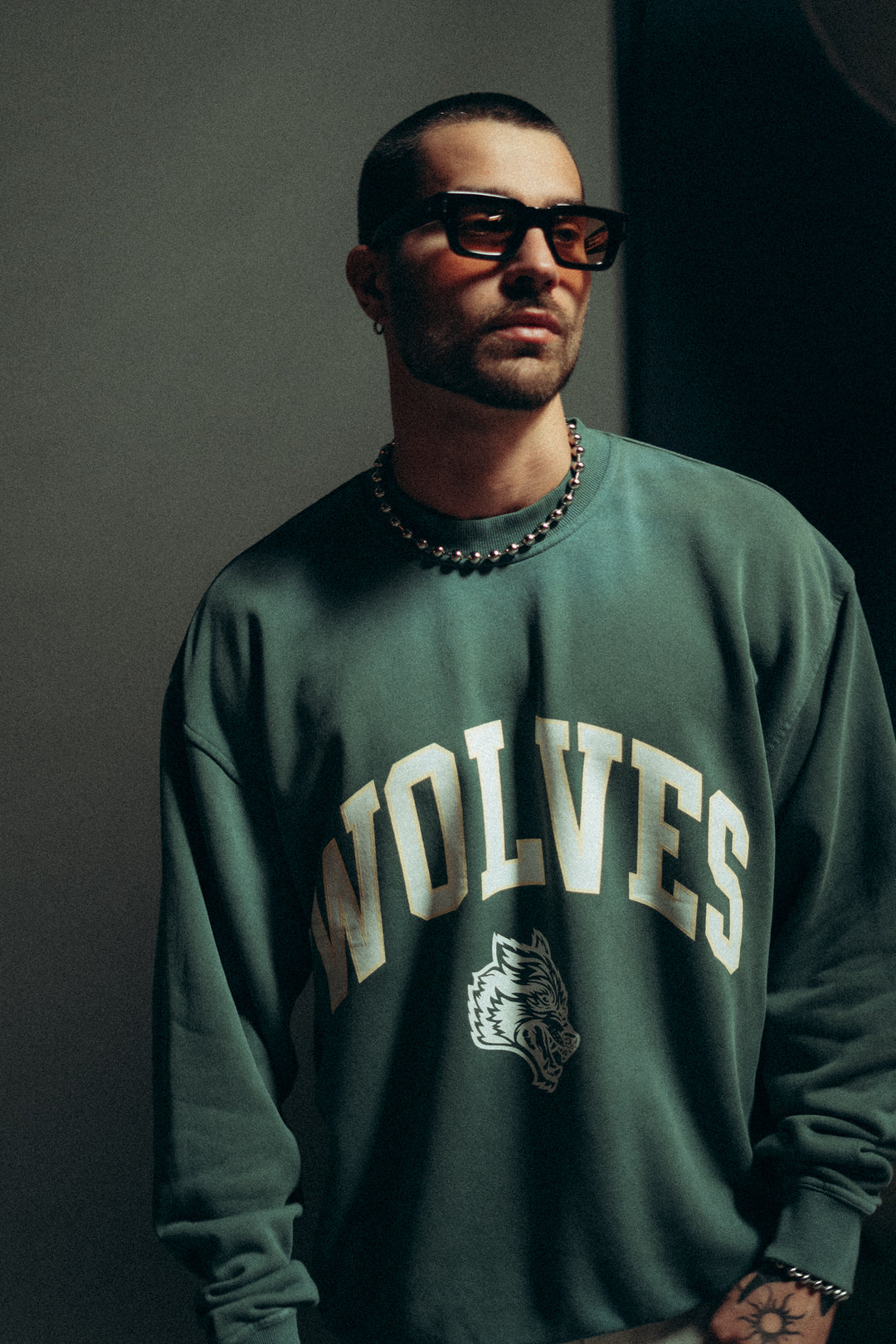 Loyalty London Unisex Crewneck in Hunter Green Driftwash