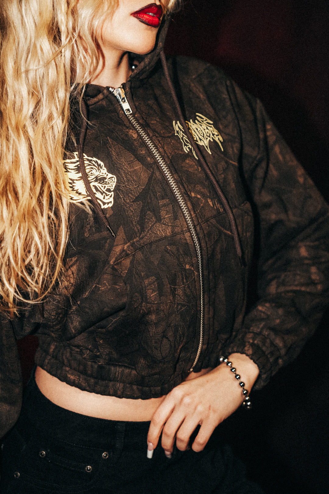 Origin Hesh "Chambers" (Cropped) Zip Hoodie in Brown Driftwood Forest Camo