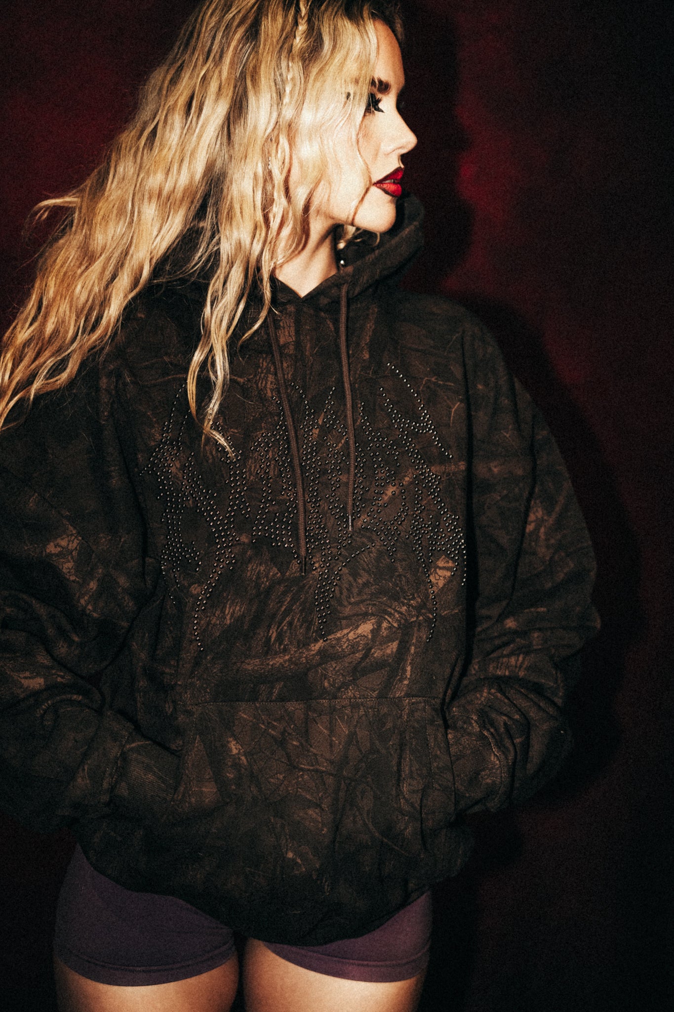 Hesh Stud "Grunge" Hoodie in Brown Driftwood Forest Camo