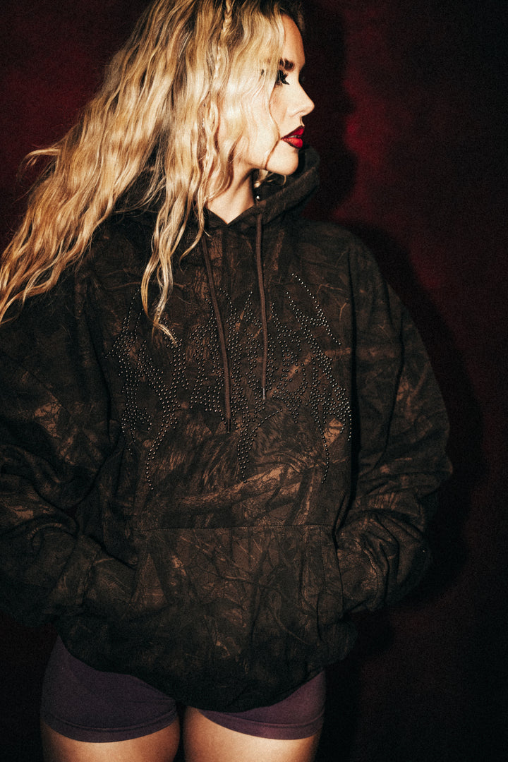 Hesh Stud "Grunge" Hoodie in Brown Driftwood Forest Camo