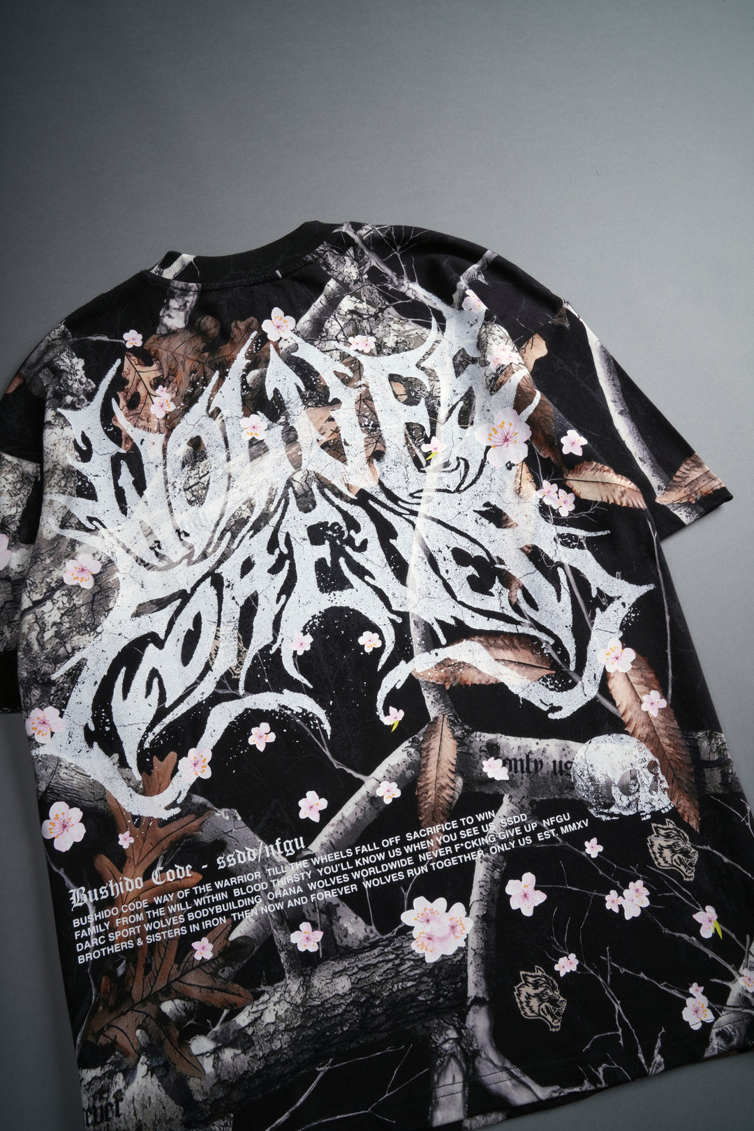 Metal Cherry Blossom "Premium" Oversized Tee in Darc Woodland Camo