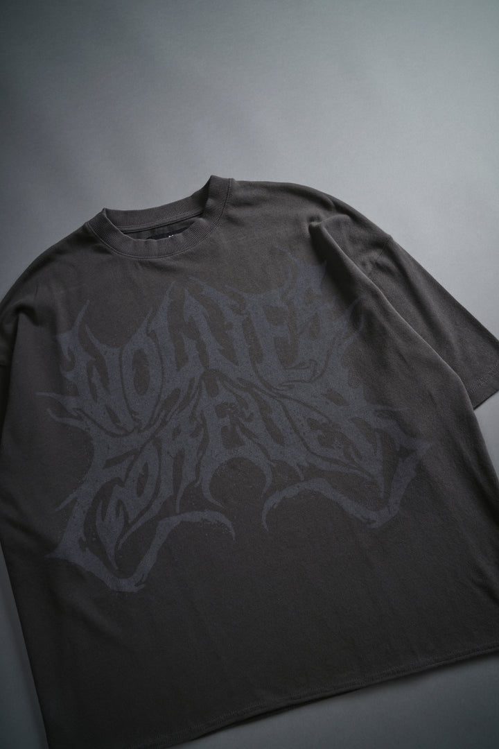 Metal Raw Hem "Box Cut" Tee in Wolf Gray