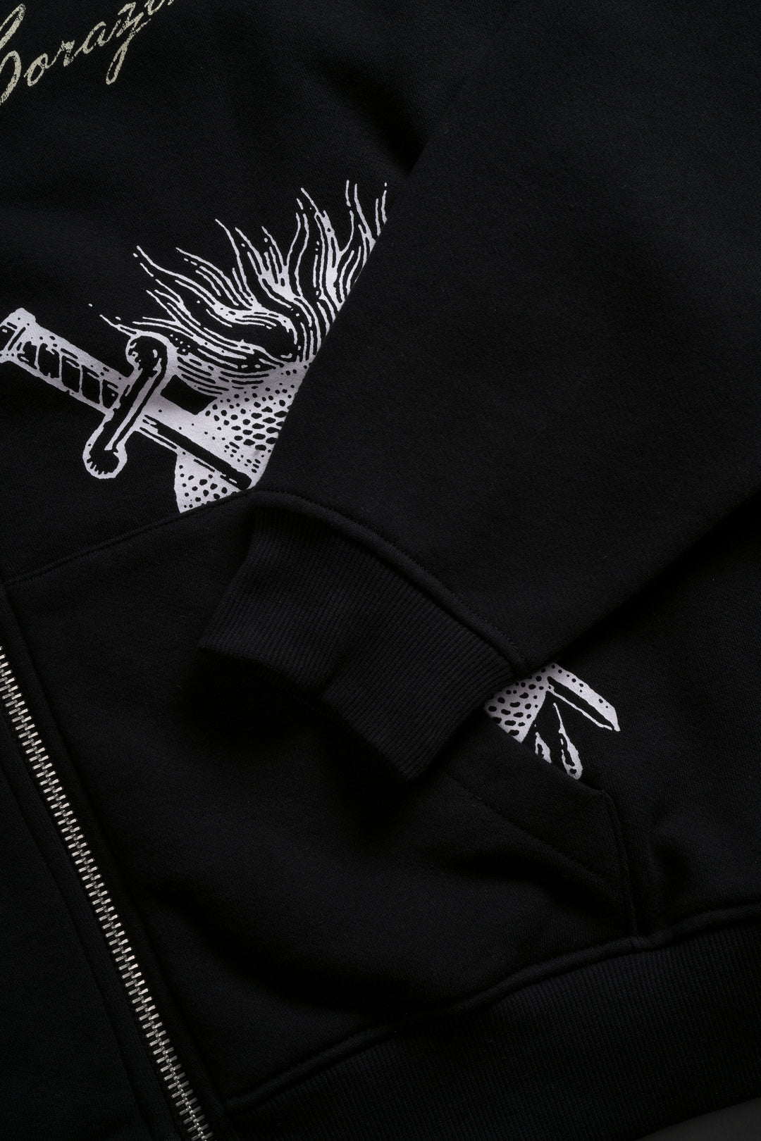 Our Heart Darco Double Zip Hoodie in Black