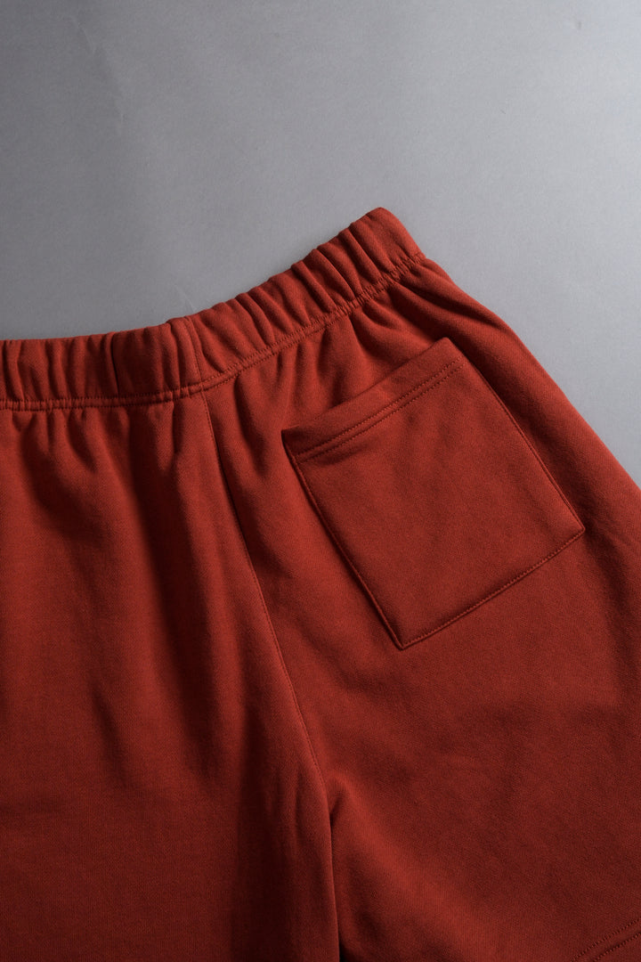 Renewal Oversized Post Lounge Sweat Shorts in Terracotta Red