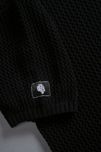 Wolf Patch Claude Knit Polo in Black