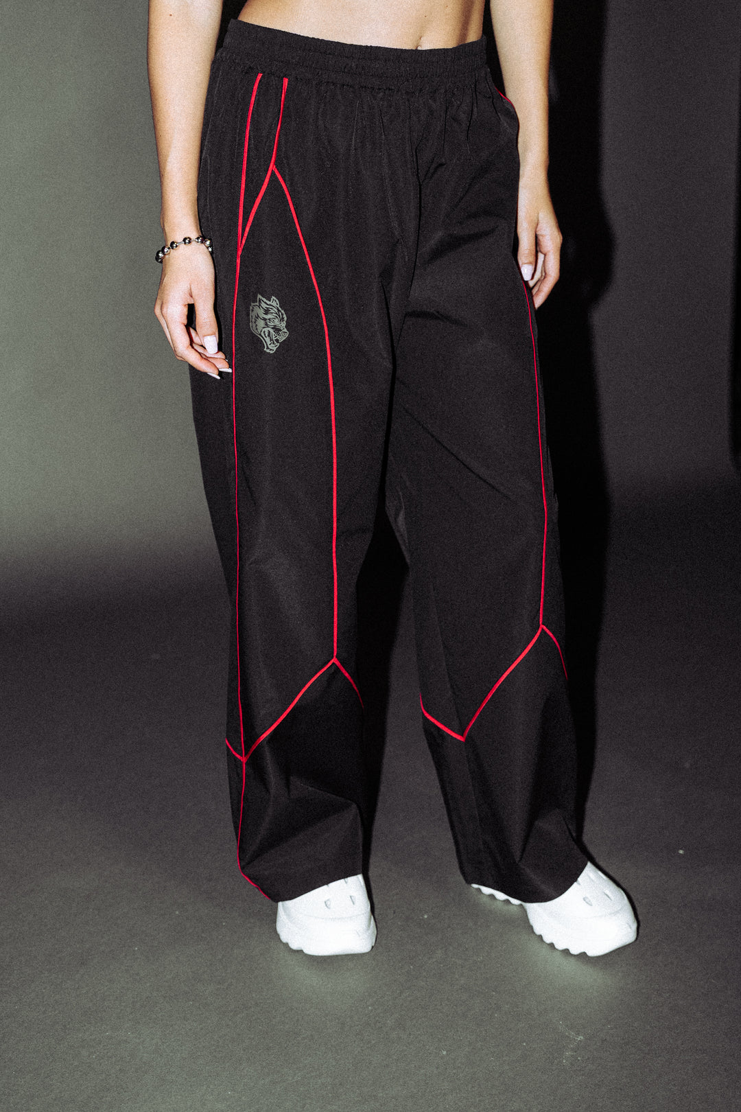 Dual Wolf She Quinn Track Pants in Black/Red