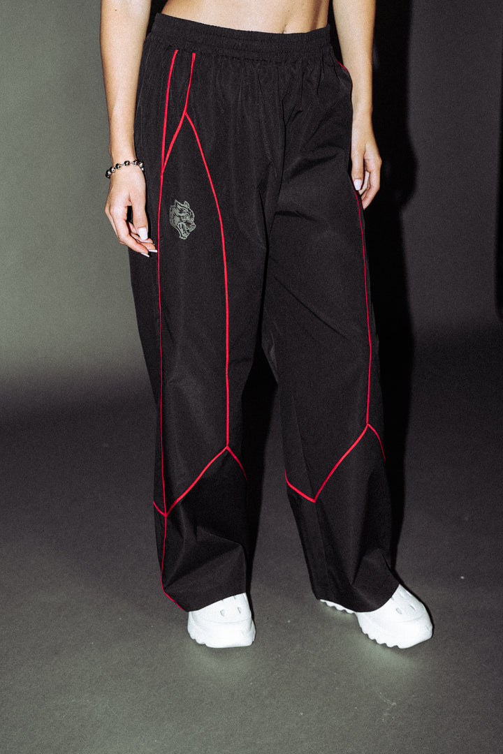 Dual Wolf She Quinn Track Pants in Black/Red