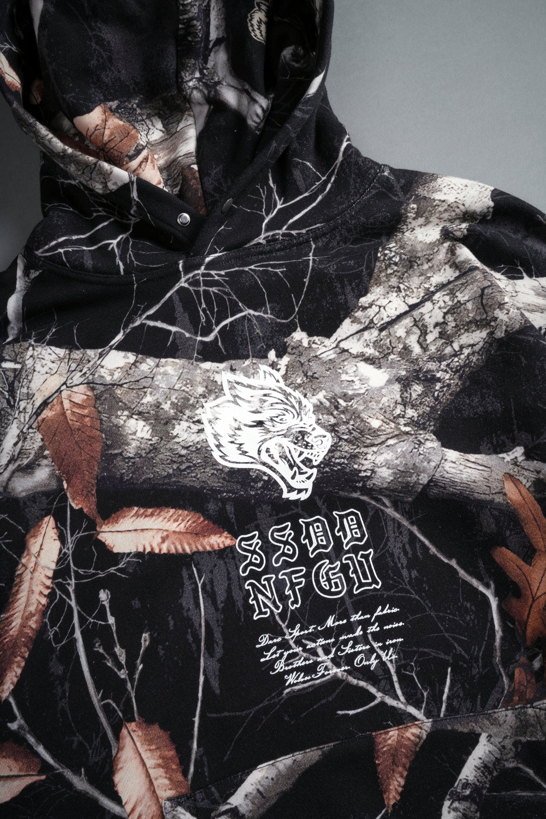 NFGU Mempo Flames "Pierce" Hoodie in Darc Woodland Camo