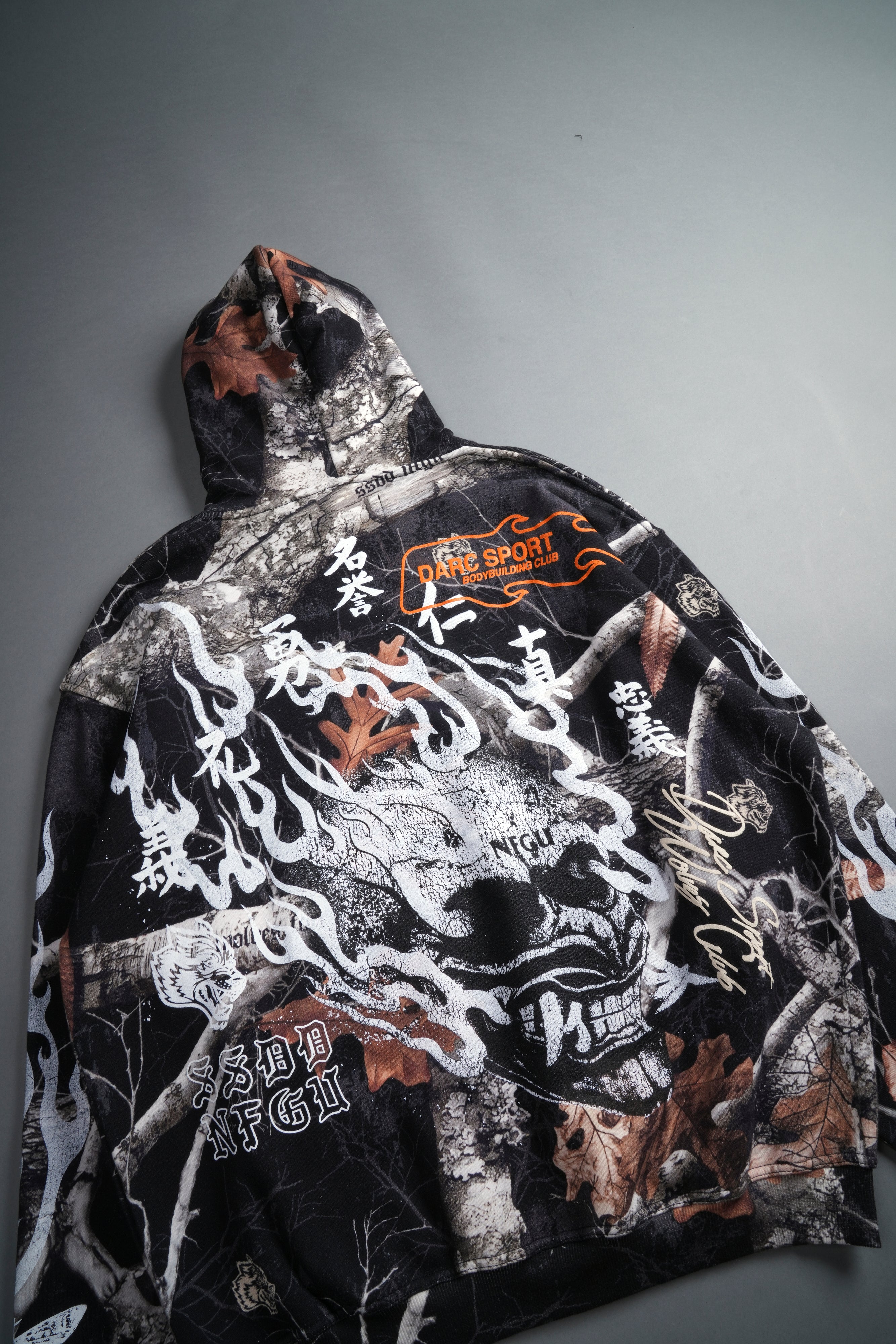 NFGU Mempo Flames "Pierce" Hoodie in Darc Woodland Camo