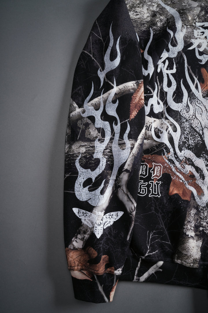 NFGU Mempo Flames "Pierce" Hoodie in Darc Woodland Camo