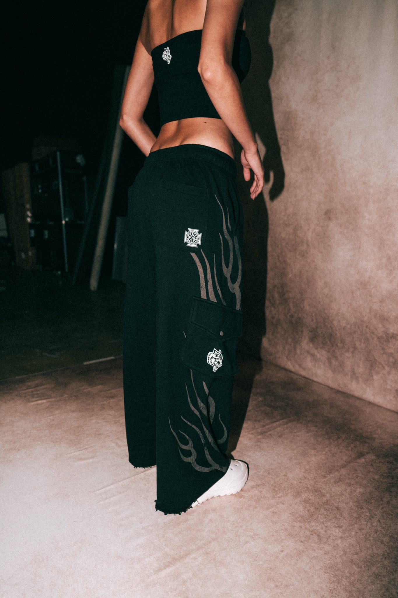 Moth Flames Durst Cargo Sweats in Black