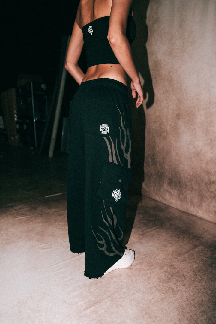 Moth Flames Durst Cargo Sweats in Black