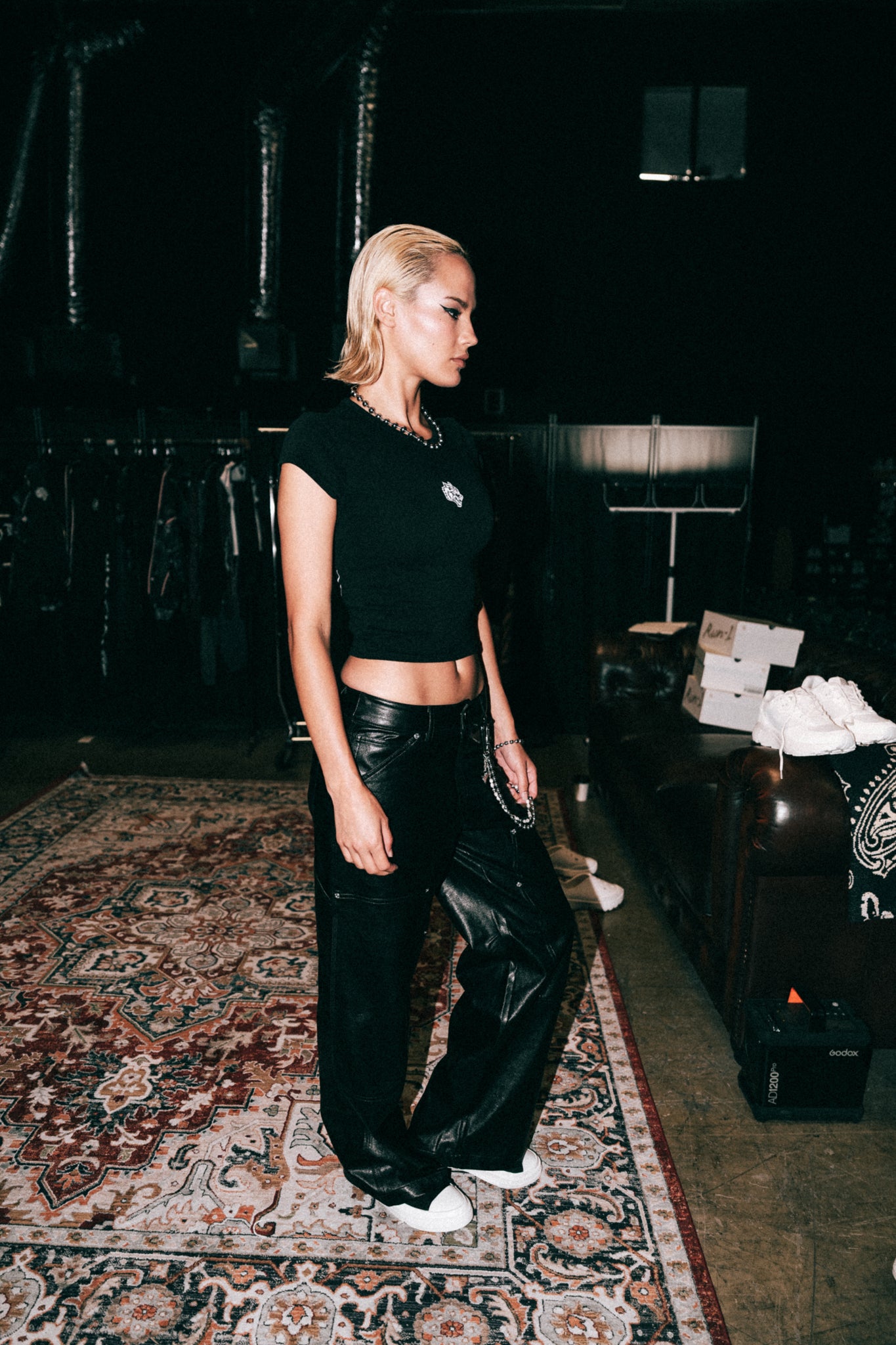 Wolf Chopper Ryder Leather Pants in Black
