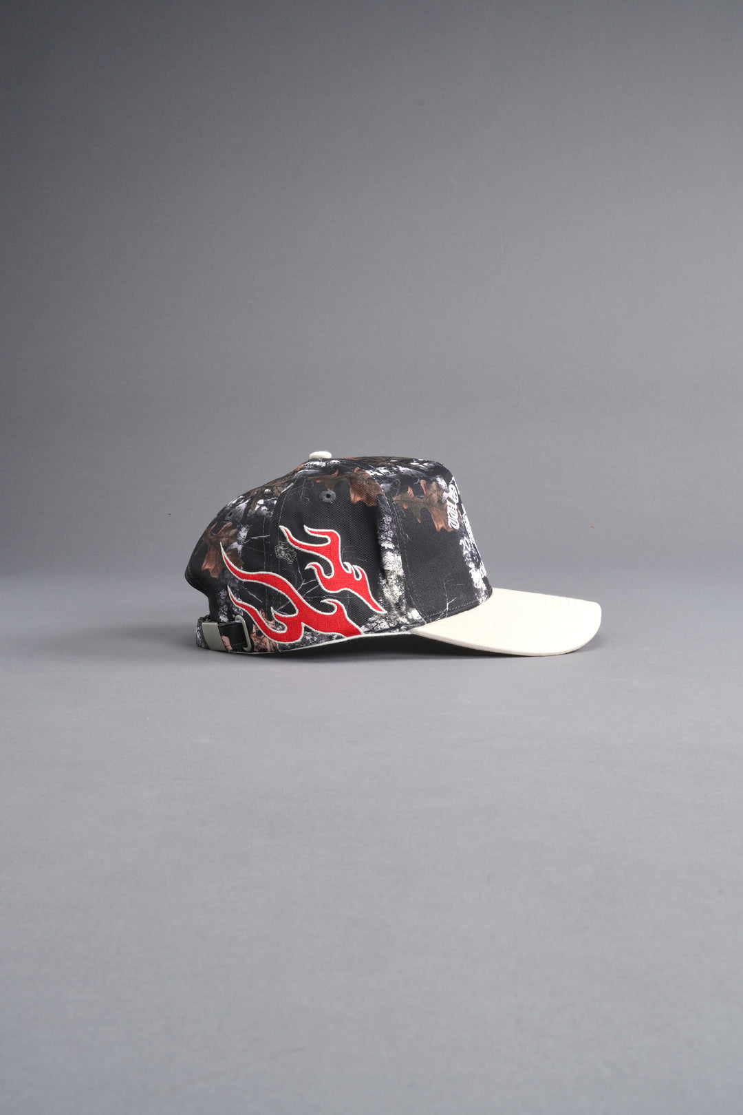 NFGU Mempo 5 Panel Hat in Darc Woodland Camo/Cream