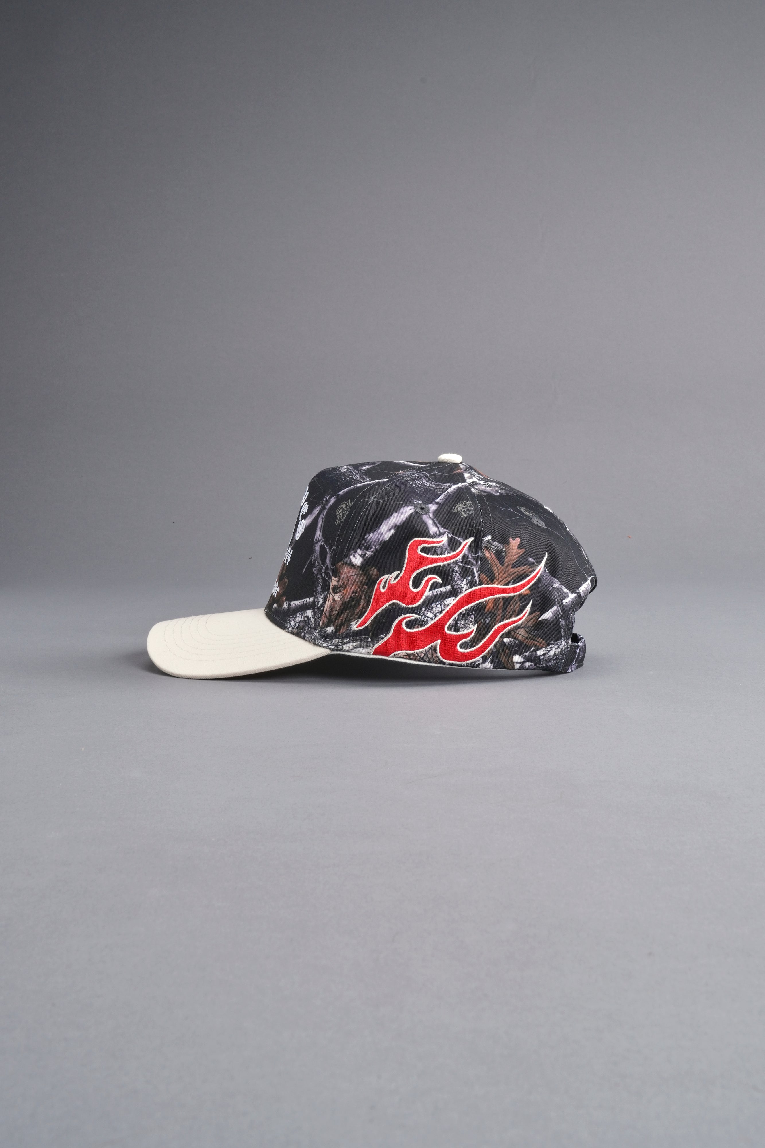 NFGU Mempo 5 Panel Hat in Darc Woodland Camo/Cream