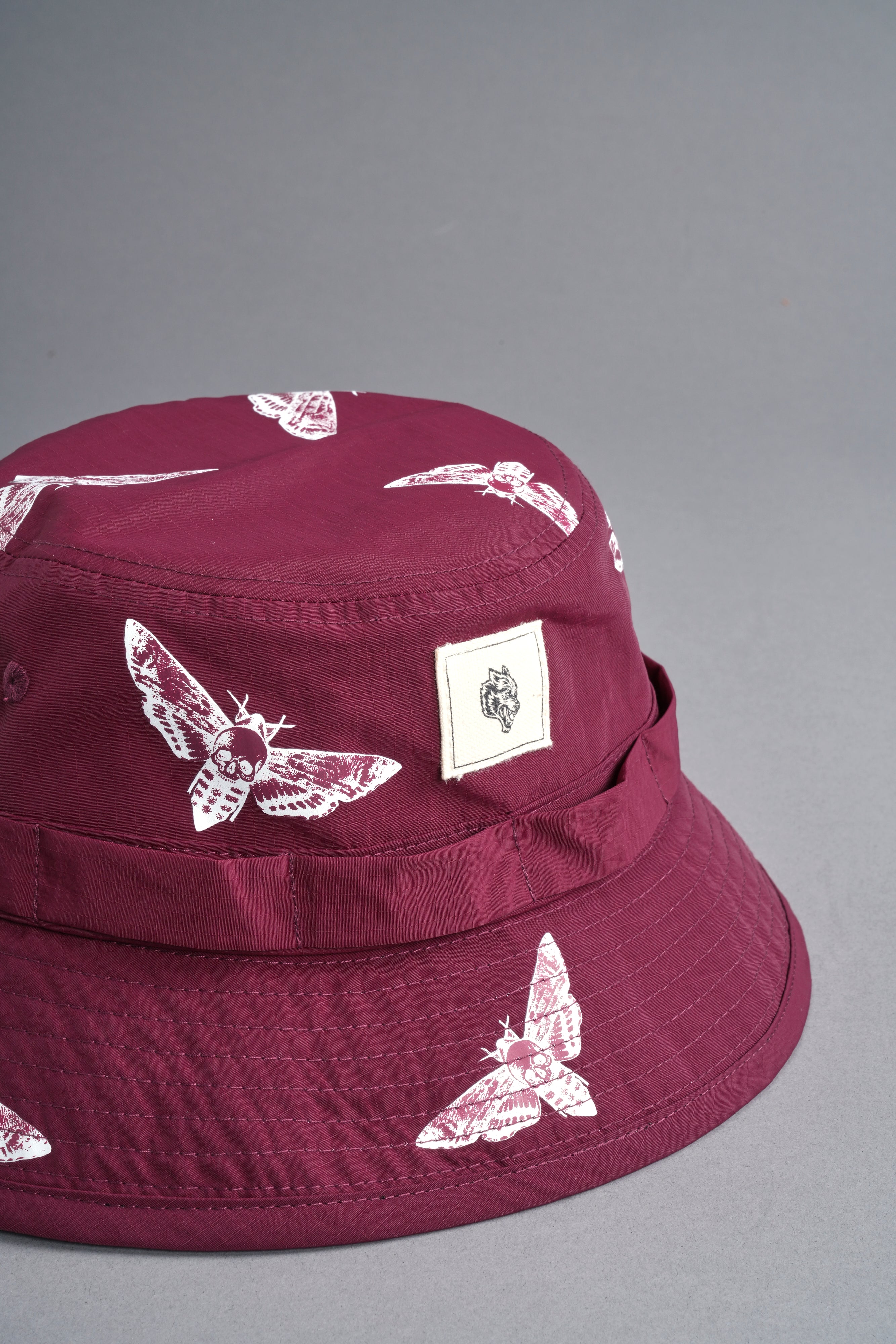 Death Moth Boonie Bucket Hat in Maroon