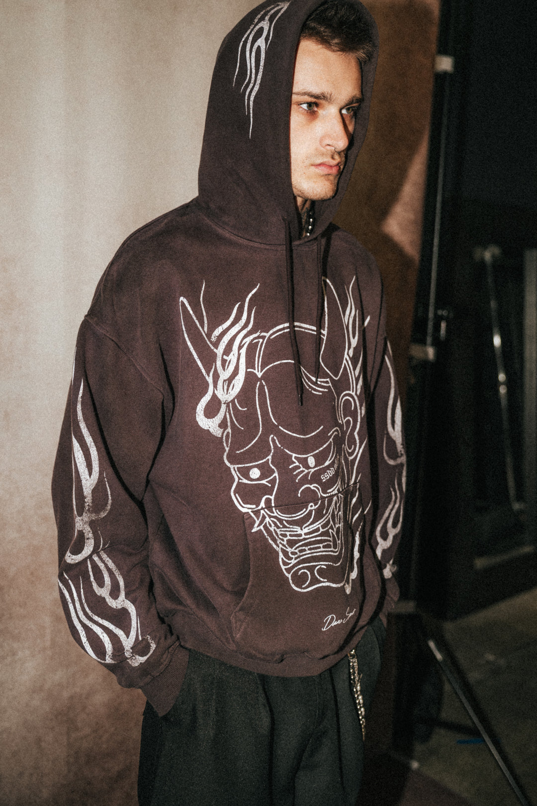 Oni Fire "Grunge" Hoodie in Darc Garnet Horizon Sun Fade