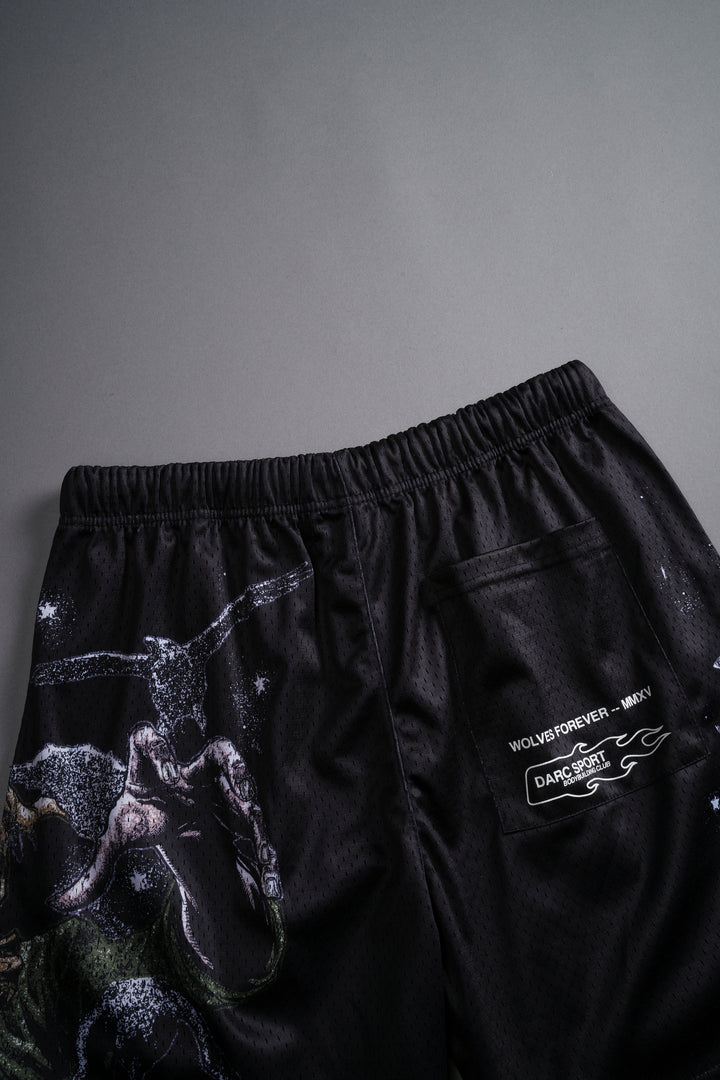 Bane And The Crow Mesh Shorts in Black