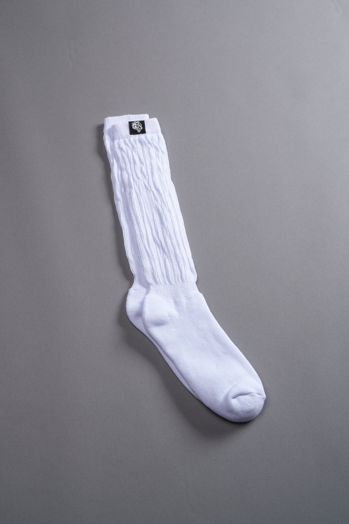 Wolf Patch High Rise Comfy Socks in White