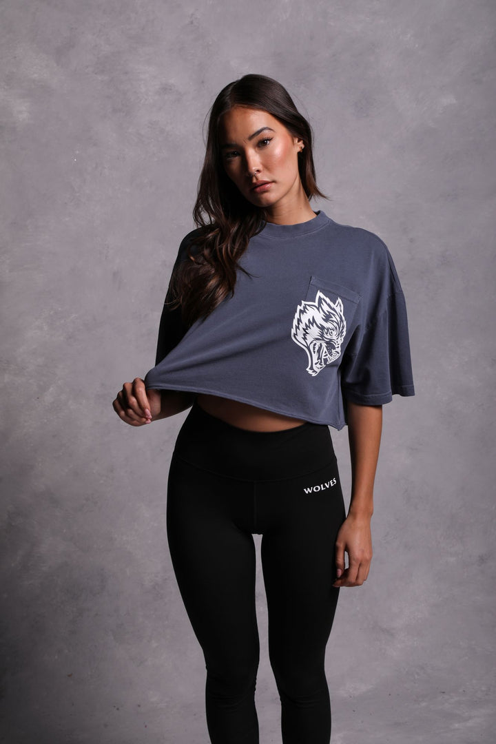 In Our Heart "Premium Vintage" Oversized (Cropped) Pocket Tee in Norse Blue